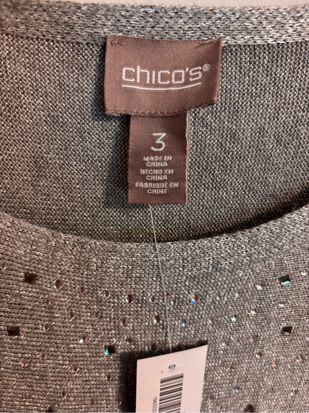 Chico’s NWT sparkle bling long sleeve pullover lightweight sweater - Picture 4 of 10
